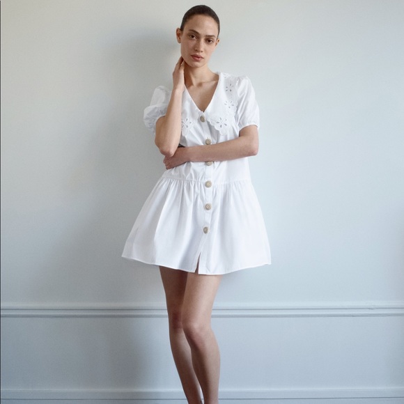 Blogger Favorite ZARA Guipure Poplin Collar Dress - Picture 4 of 6